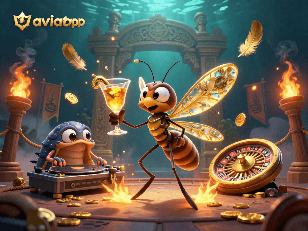 Engage with the thrilling aviator app featuring vibrant casino elements and characters.