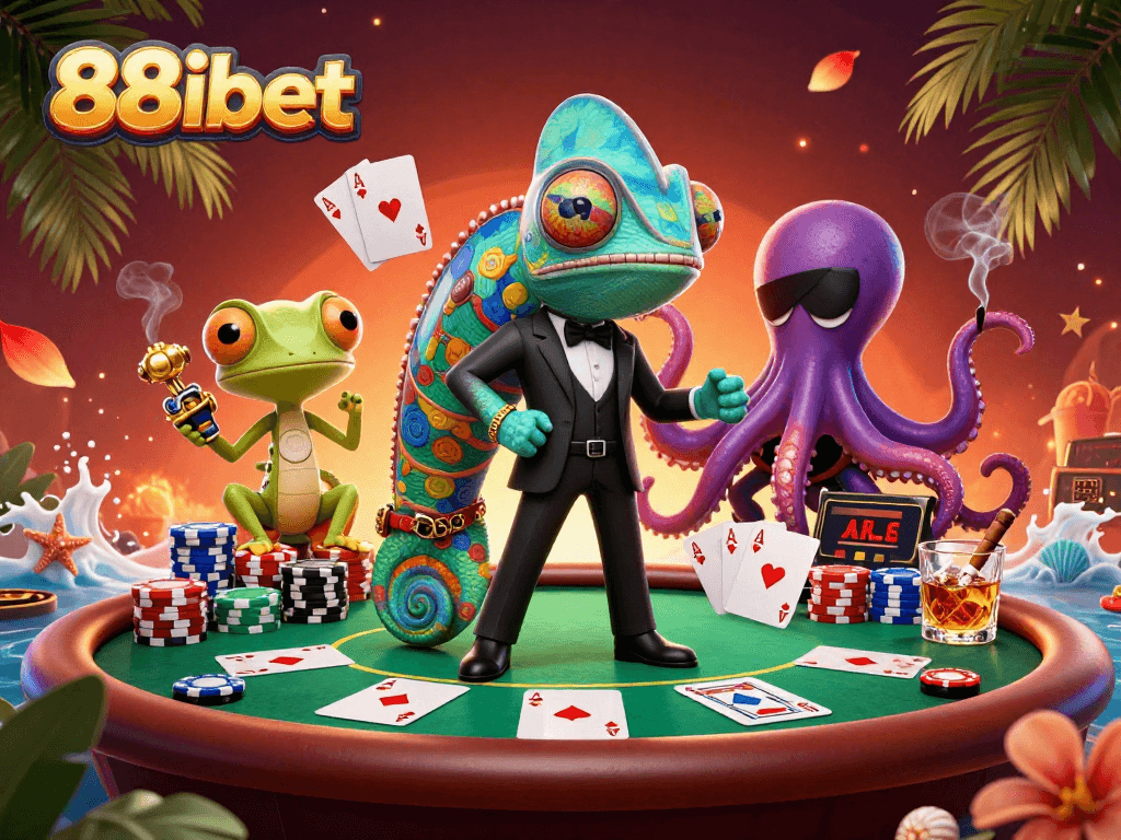 Engage with the thrilling world of 88ibet as chameleon agents and colorful poker elements collide.