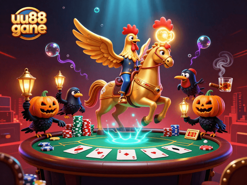 Engage with the thrilling uu88 gane casino scene showcasing vibrant characters and dynamic gambling elements.