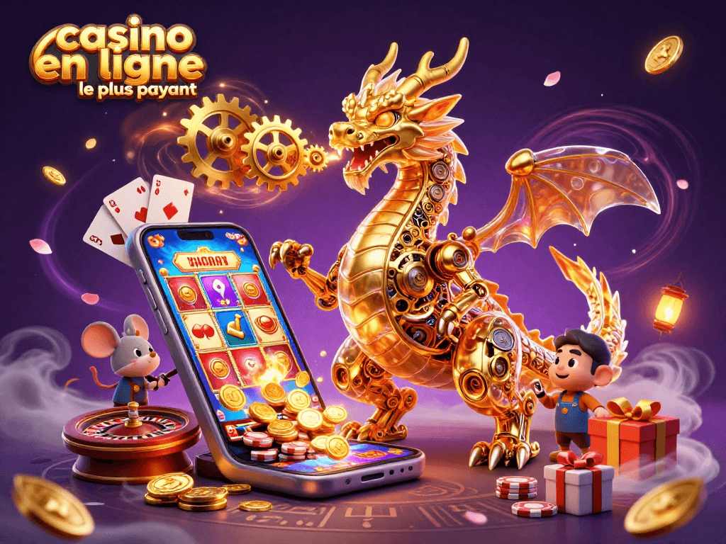 Profitez du jeu dans le casino en ligne le plus payant avec un dragon doré et un ingénieur souris.