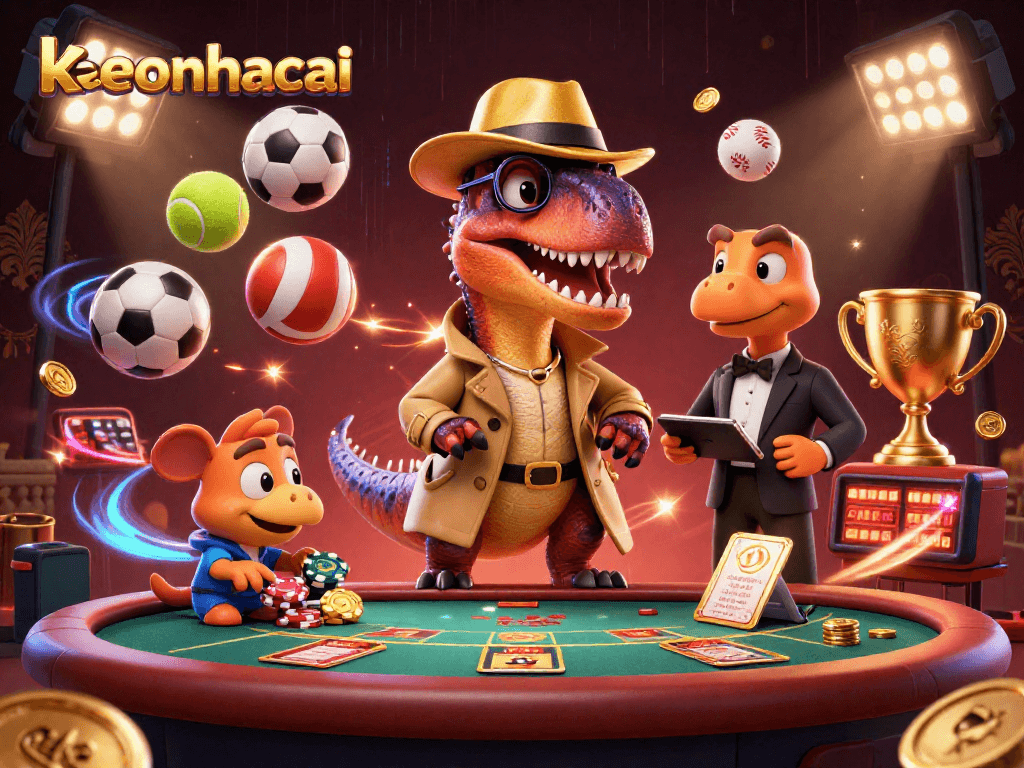 keonhacai features a velociraptor card counter and stegosaurus pit boss in a lively blackjack scene.