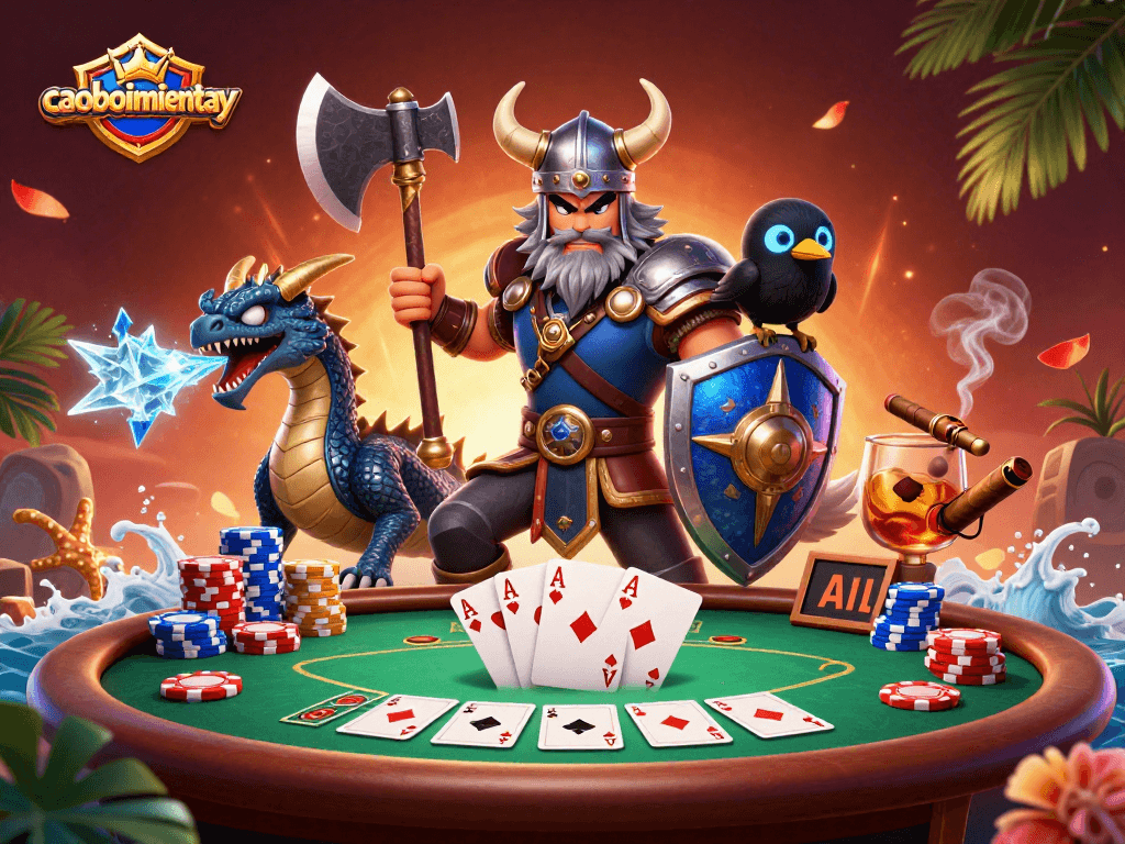 Capture the thrill of caoboimientay as the Viking wolf warrior faces poker game chaos with friends.