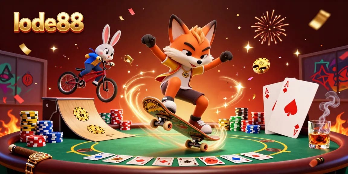 Join the excitement with lode88, featuring vibrant casino symbols and dynamic gambling action!