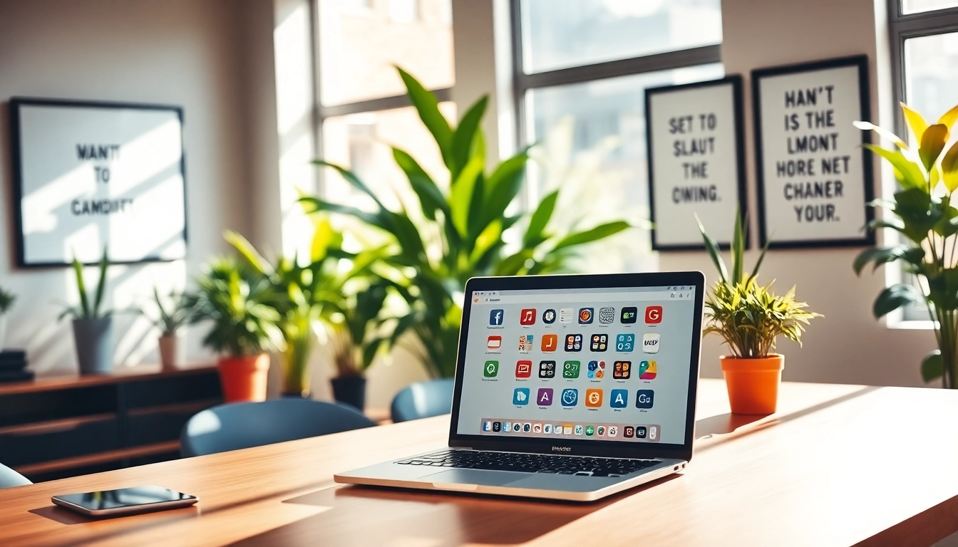 Inspiring workspace illustrating Your Most Productive Life with vibrant decor and natural light.