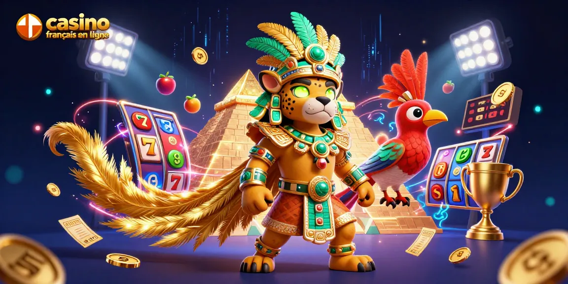 Venez découvrir le meilleur casino francais en ligne avec une illustration dynamique de jeu et des éléments captivants.