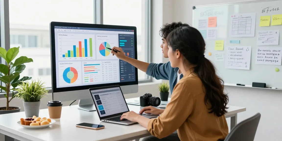 Digital marketing analysis at https://bryndarland.co.uk/ with analytics displays and team collaboration.