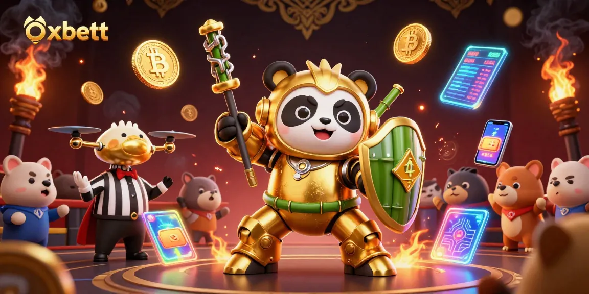 Join the exciting gameplay at oxbett featuring a thrilling mech-suit panda in a vibrant online casino.