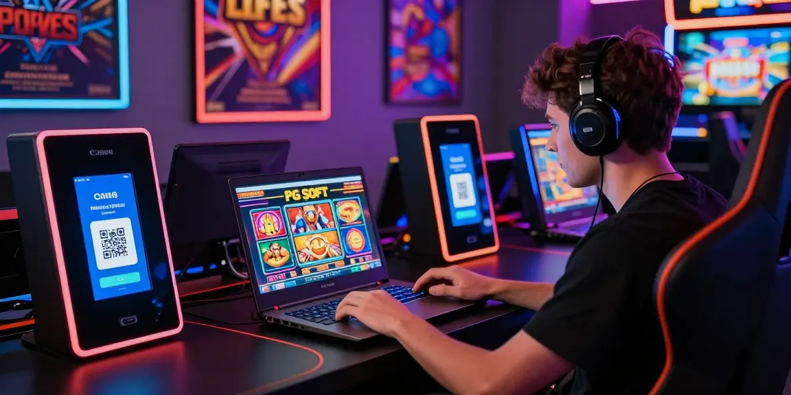 Engaged player enjoying slot gacor thailand on a modern gaming setup with vibrant accessories.
