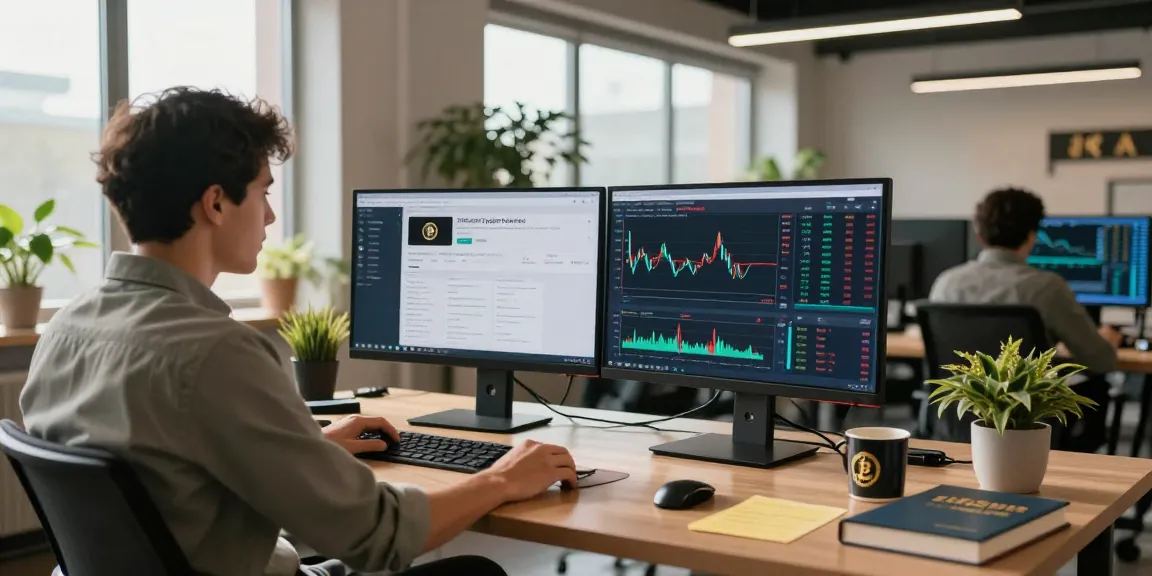 Engaged professional analyzing live market data on XXKK Crypto Exchange trading interface in a modern workspace.