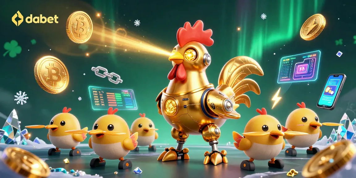 Dabet invites players into a vibrant 3D casino world filled with crypto coins and futuristic characters.