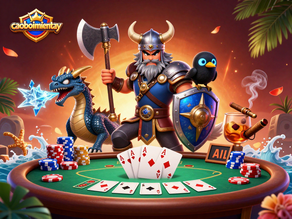 Capture the thrill of caoboimientay as the Viking wolf warrior faces poker game chaos with friends.