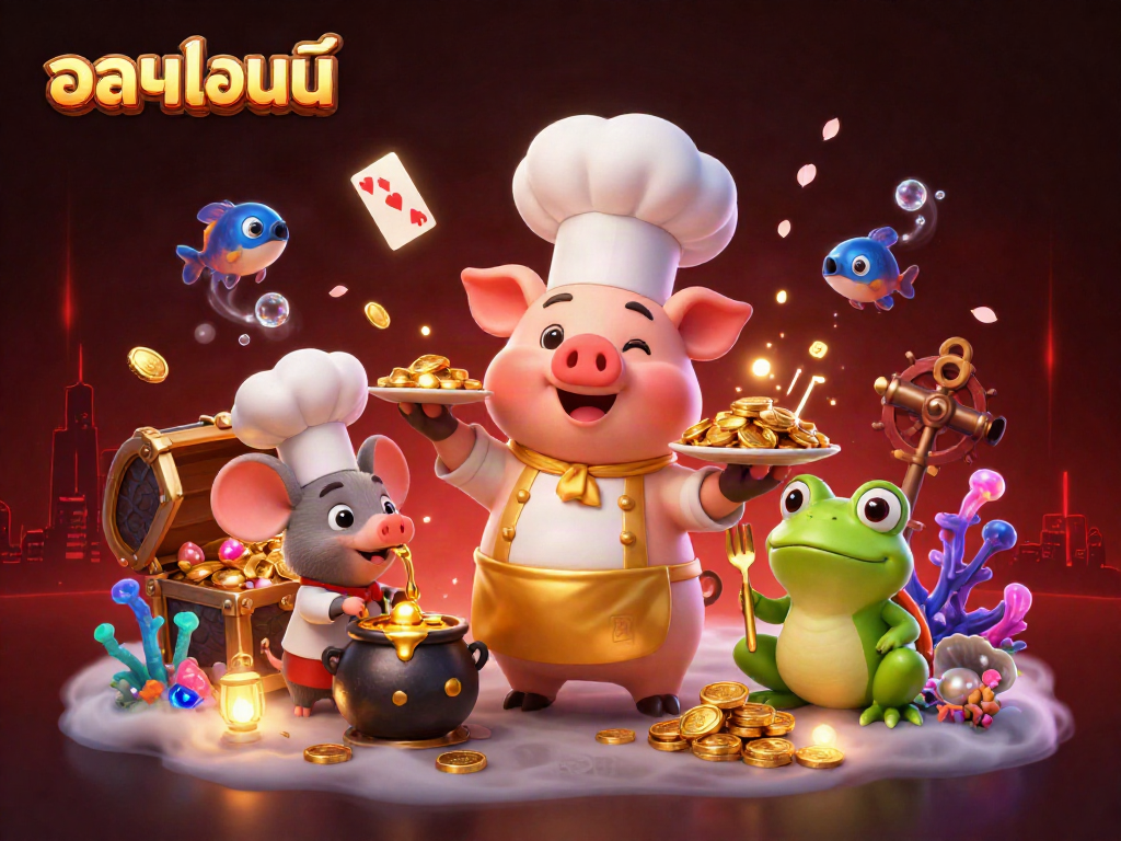 Experience high-quality บอลออนไลน์ action with cartoon characters in a vibrant gambling scene.