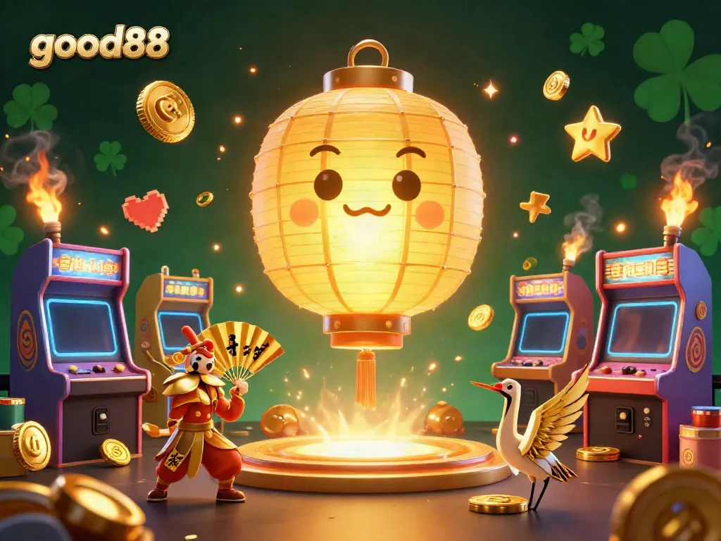 Experience the vibrant casino atmosphere of good88 with glowing characters and exciting game elements.