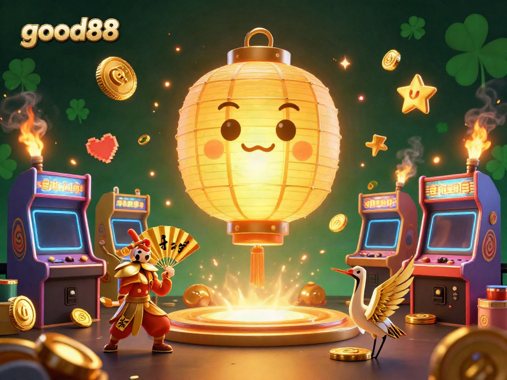Experience the vibrant casino atmosphere of good88 with glowing characters and exciting game elements.