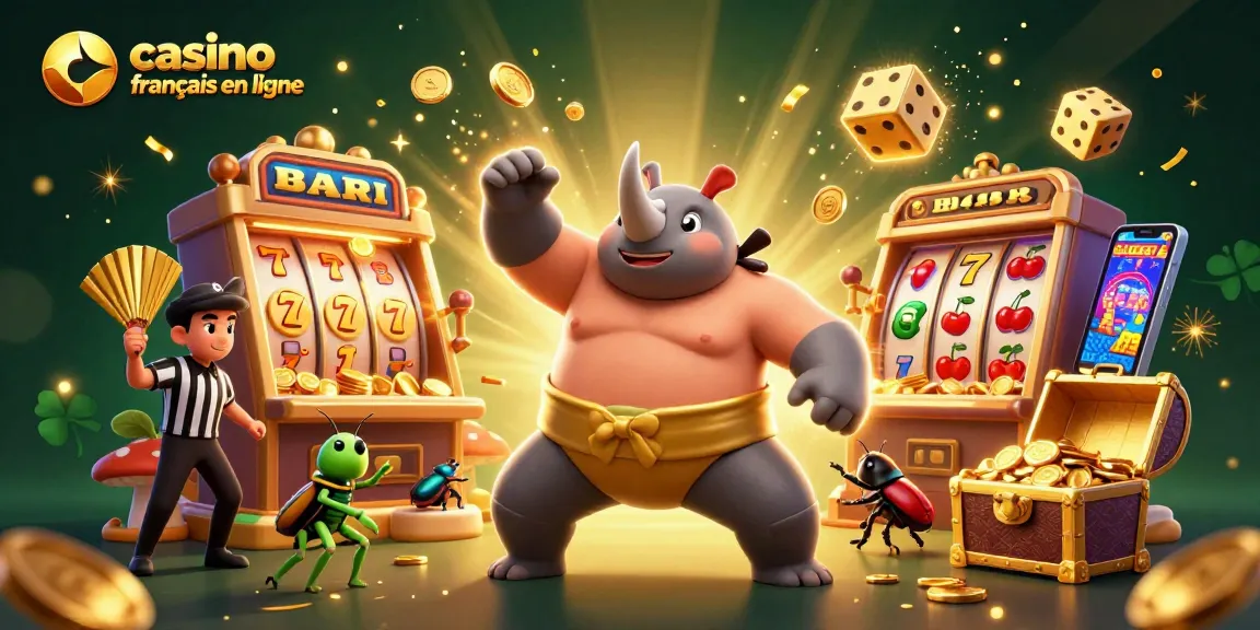 Gagnez avec le casino français en ligne dans une scène animée de machines à sous.
