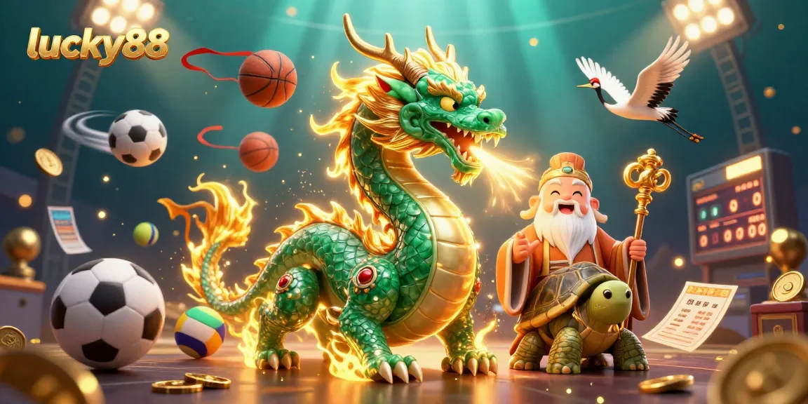 Experience the excitement of lucky88 with a vibrant illustration of a jade dragon and gaming elements.