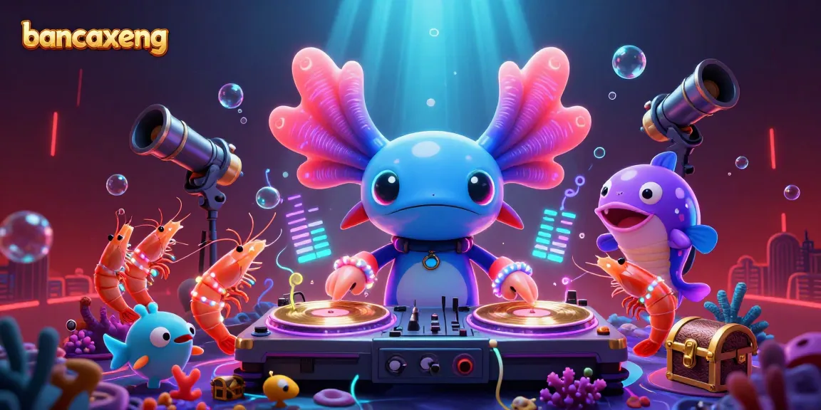 Engage in the vibrant world of bancaxeng as colorful sea creatures and axolotl DJ create an immersive fish shooting experience.