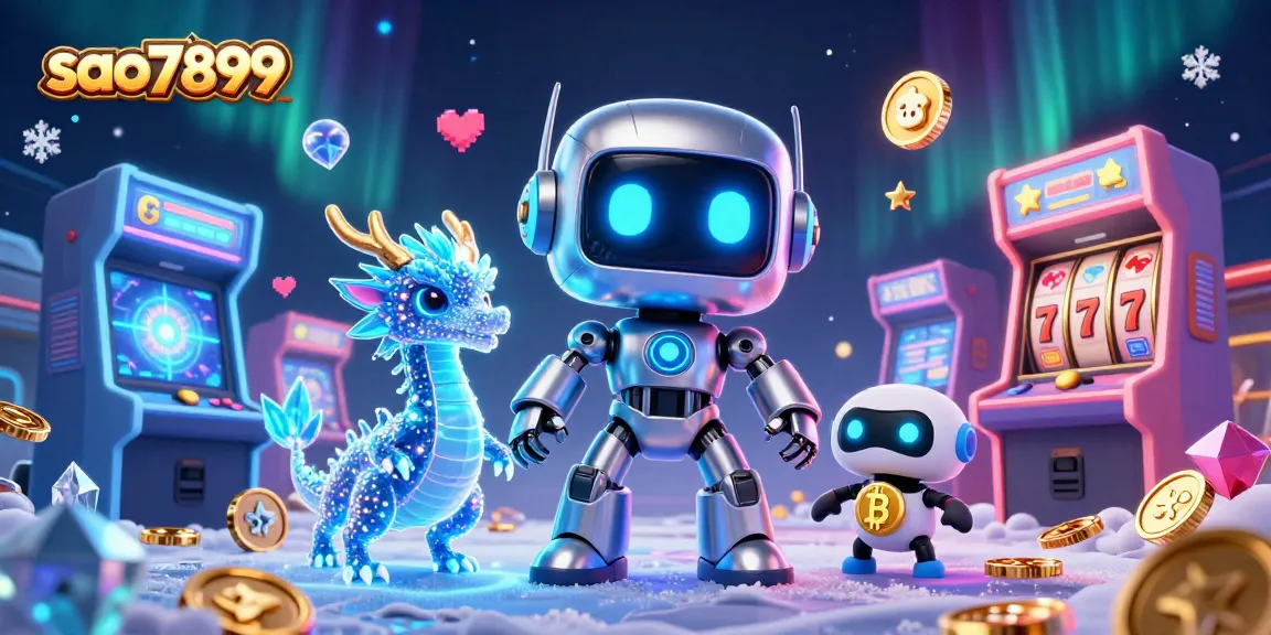 Shoot for jackpots at sao7899 with a vibrant 3D casino scene featuring a cyberpunk robot and gaming elements.