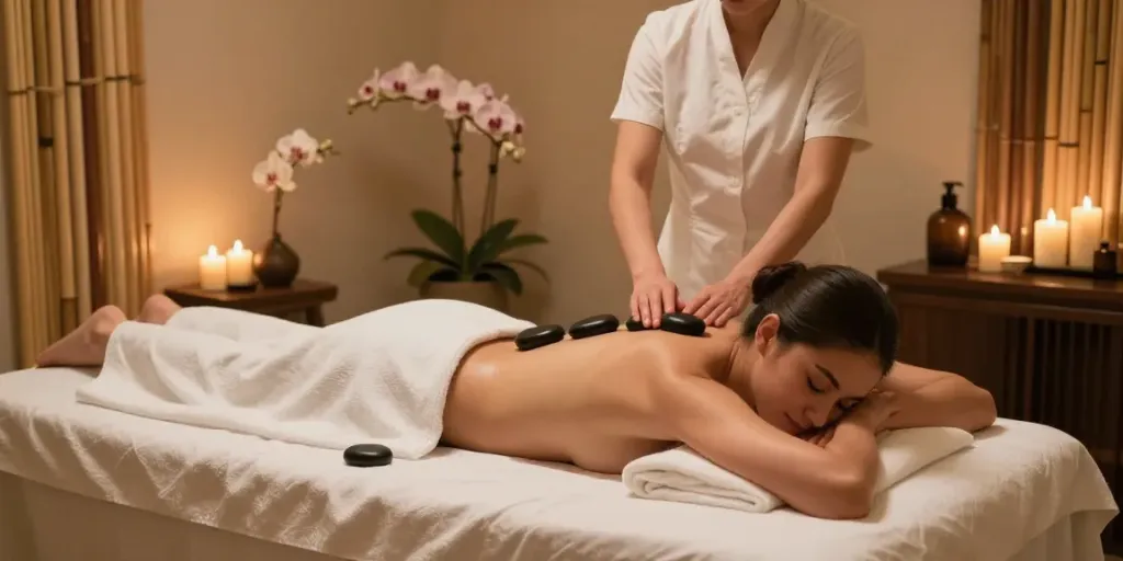 Nuru massage Manhattan in a serene spa setting, showcasing a luxurious massage therapy experience with soothing ambiance and calming decor.