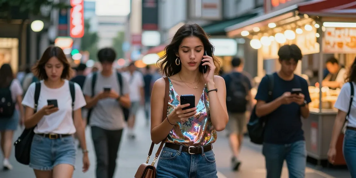 Gái gọi trong trang phục thời thượng trên phố, giao lưu với bạn bè.