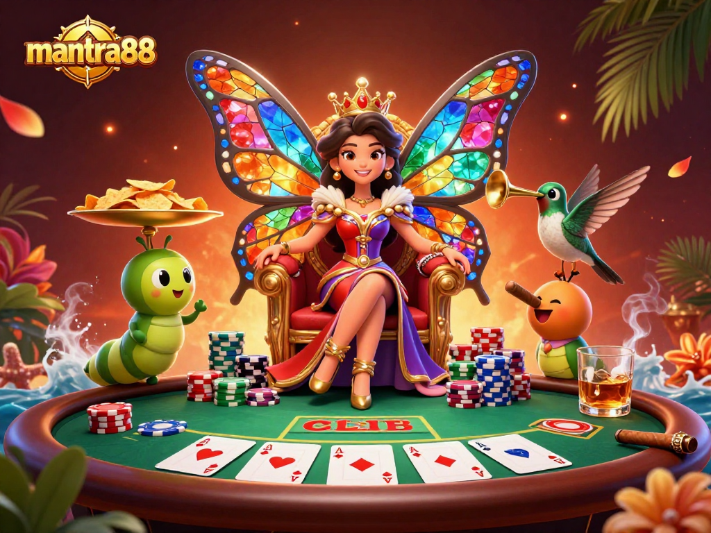 Engage in the thrilling poker atmosphere of mantra88 with vibrant characters and rich game elements.