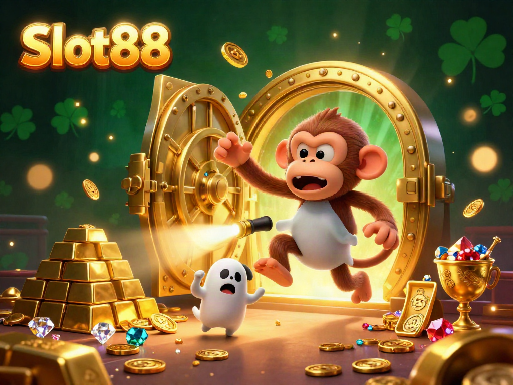 Experience the thrilling world of Slot88 as mischievous characters and treasures come alive in a haunted casino environment.