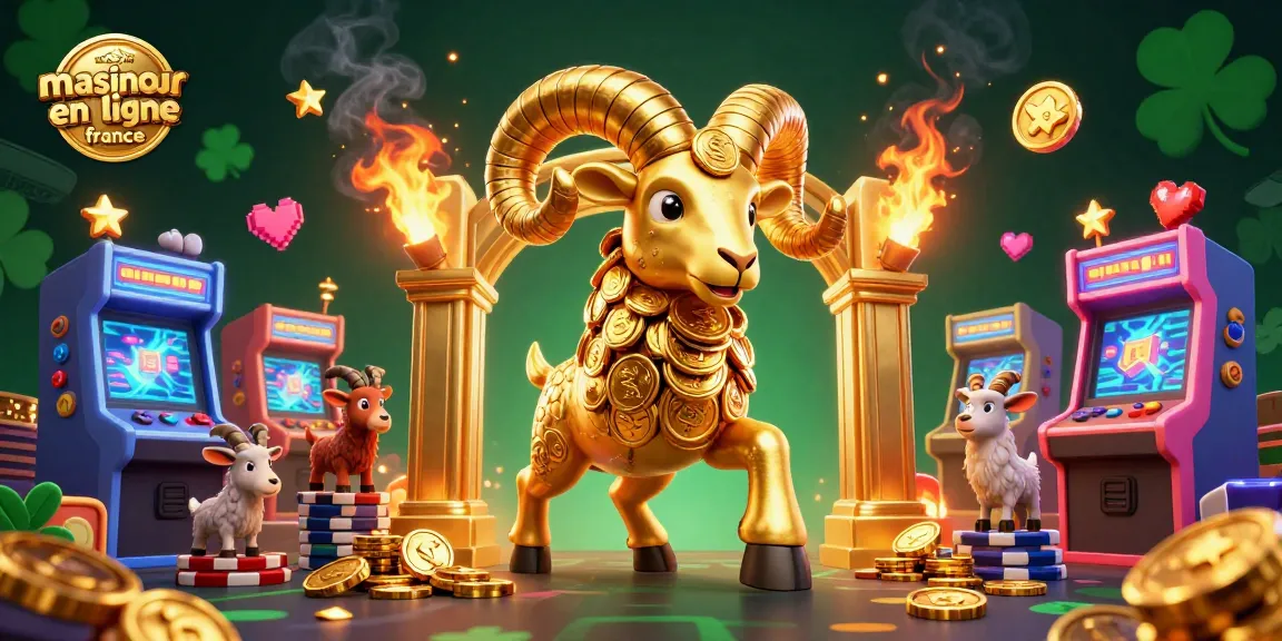 Visitez le meilleur casino en ligne en France avec un ram massif doré et des machines à sous animées.