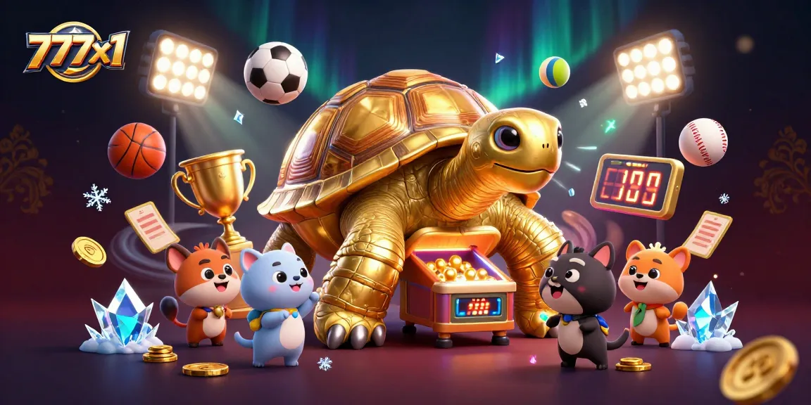 Engage in thrilling gaming adventures at 777x1 with an exciting golden tortoise pinball scene.