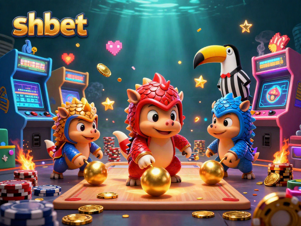 Experience gaming excitement with shbet as rival pangolins compete in a vibrant casino showdown.