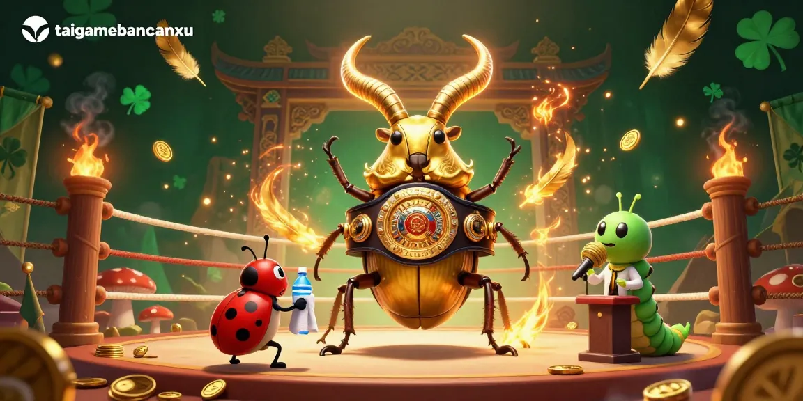 Engage in thrilling battles with taigamebancaanxu featuring a giant beetle in a champion belt.