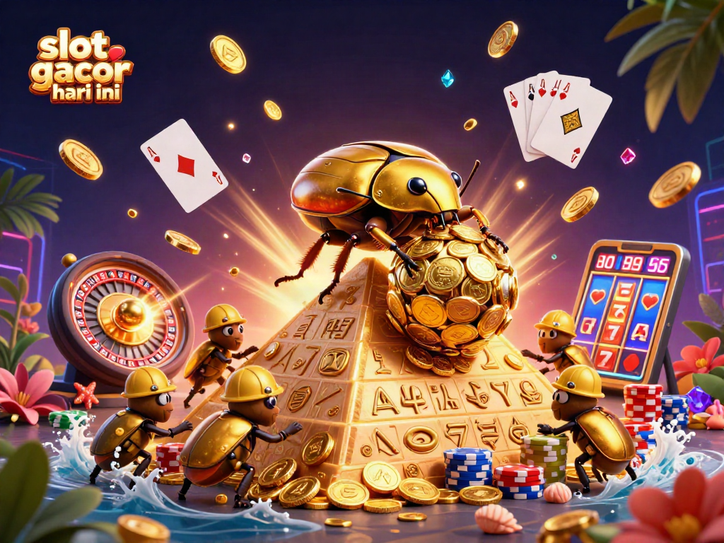 Experience the thrill of slot gacor hari ini with our vibrant casino-themed 3D illustration.