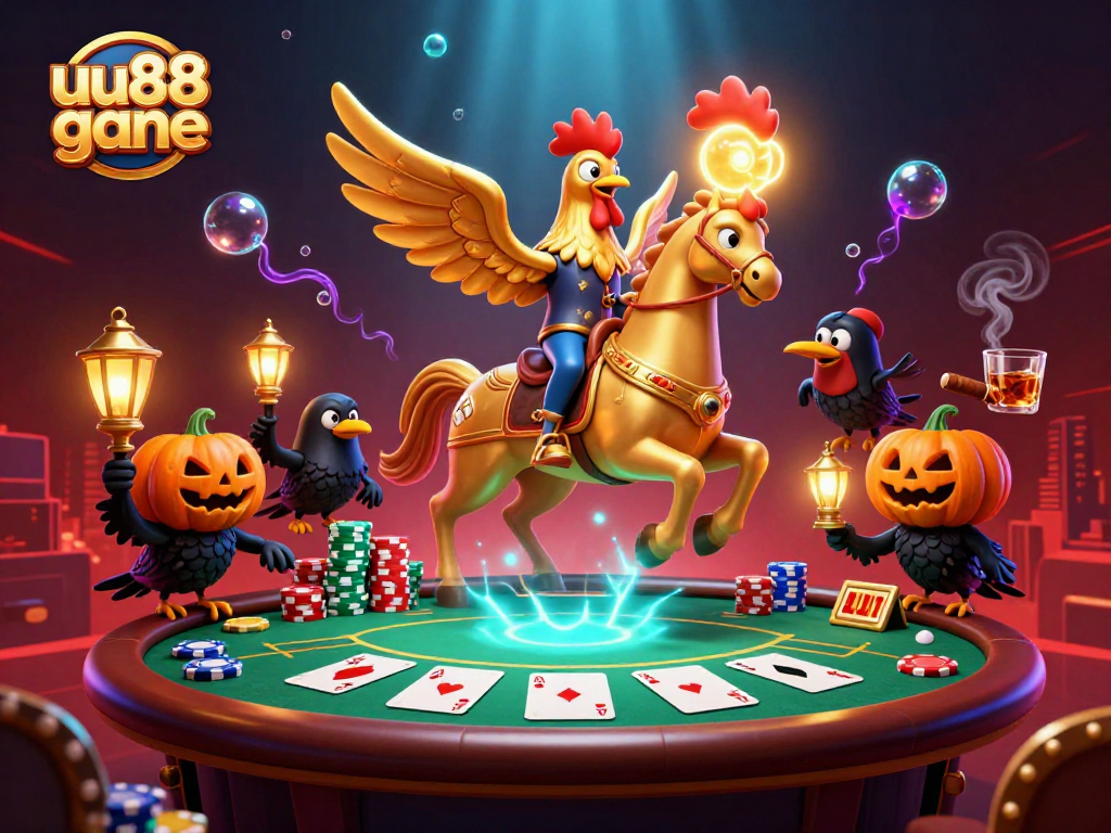 Engage with the thrilling uu88 gane casino scene showcasing vibrant characters and dynamic gambling elements.