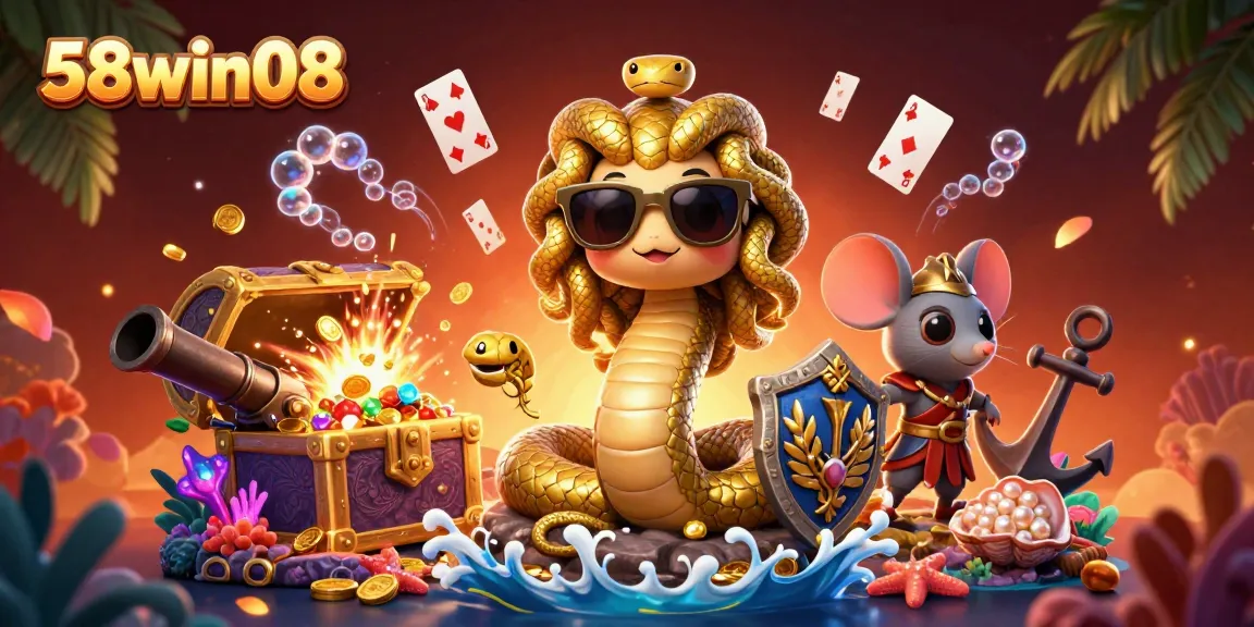 Experience winning with 58win08 as you play casino games surrounded by golden treasures!