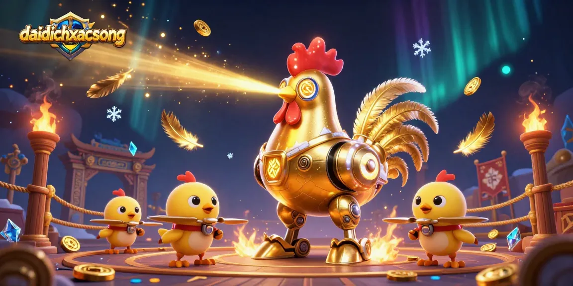 Engage in thrilling action with daidichxacsong as golden rooster robot battles in a dynamic casino arena.