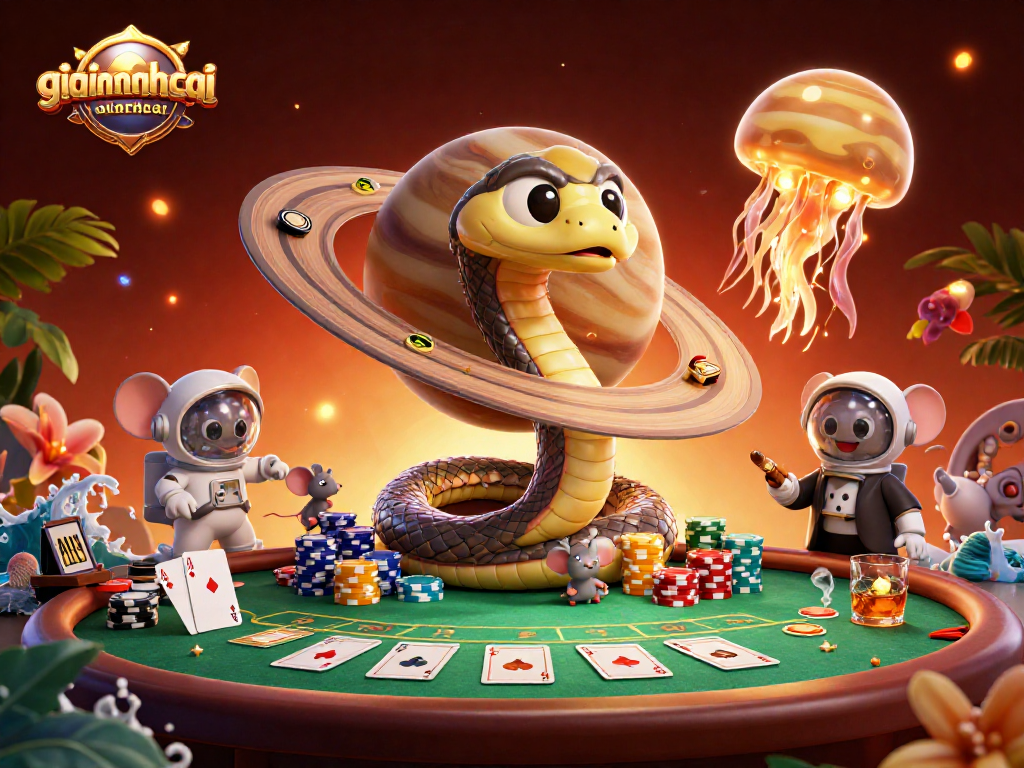 Engage with giaimanhacai as a cosmic dealer brings casino fun to the stars!