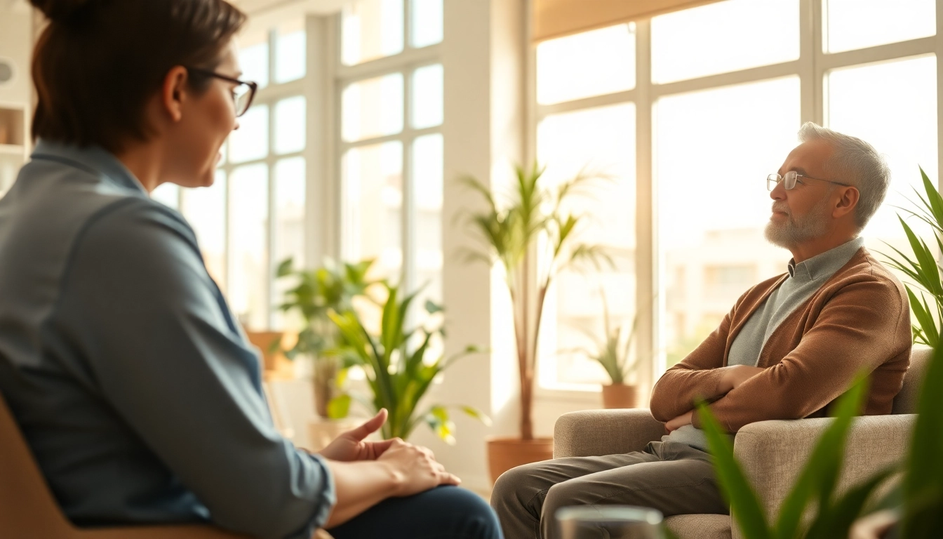 Engaging scene of Mental Health Care session between therapist and client in a warm setting.
