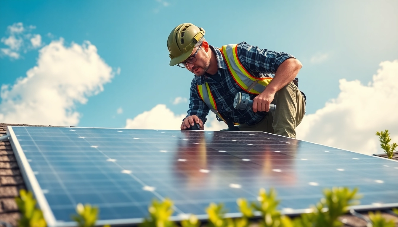 Technician conducting solar panel repair showcasing precision and safety measures.