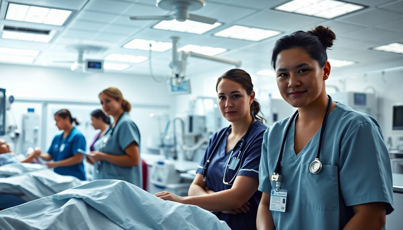 Healthcare professionals managing patients in an Intensive Care Unit (ICU) with advanced medical equipment.