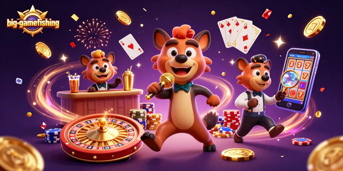 Experience excitement in big-gamefishing with hyenas entertaining at a lively casino scene.