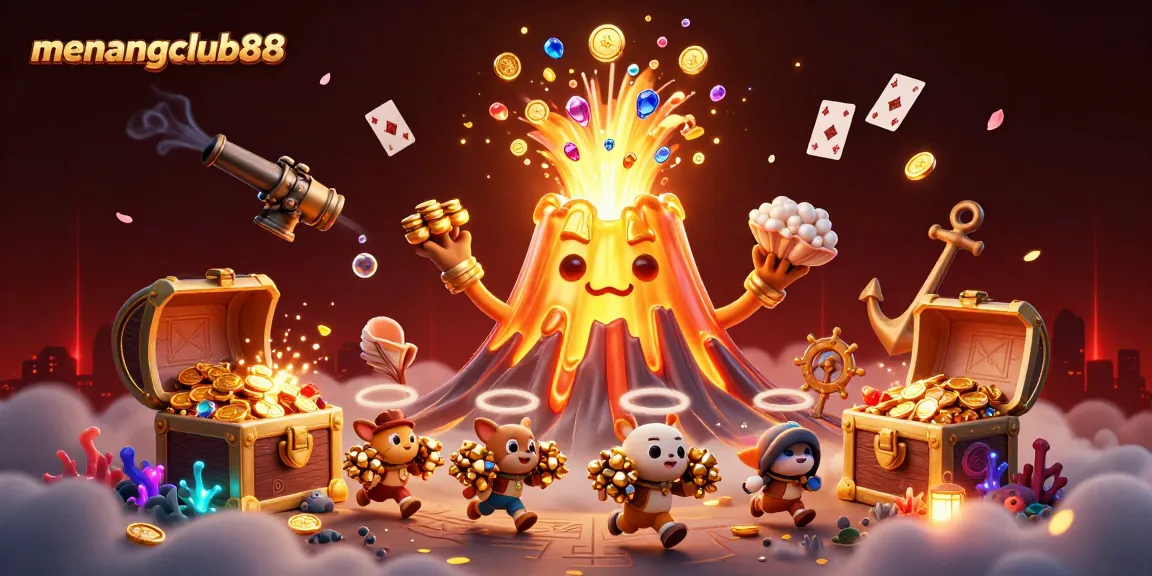 Engage with thrilling adventures at menangclub88, featuring an erupting volcano event with treasure and gems.