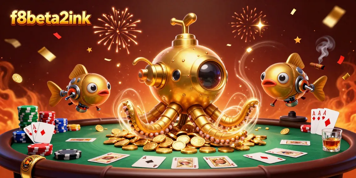 Experience thrilling gameplay with f8beta2ink's vibrant 3D kraken submarine in a dynamic casino scene.