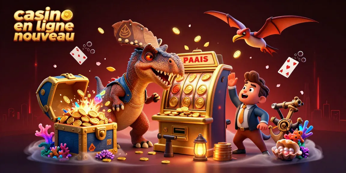 Illustration dynamique d'un casino en ligne nouveau, avec un pachycéphalosaures gagnant des pièces d'or.