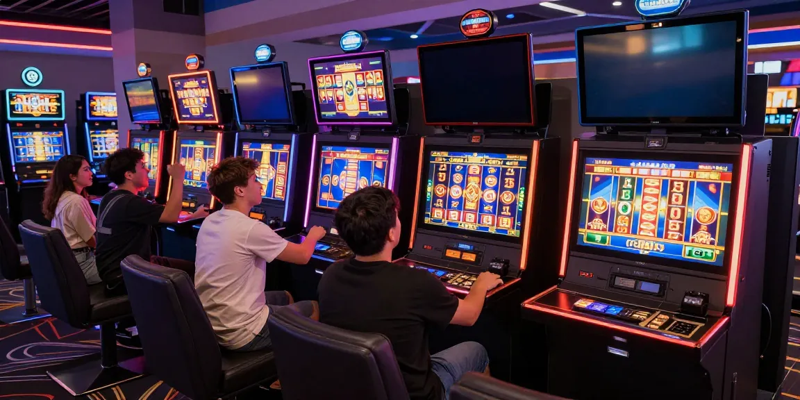 Permainan slot777 yang seru dengan pemain bersemangat di lounge modern.