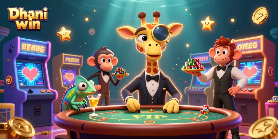 Experience thrilling gameplay at Dhani win with vibrant casino-themed characters and dynamic elements.