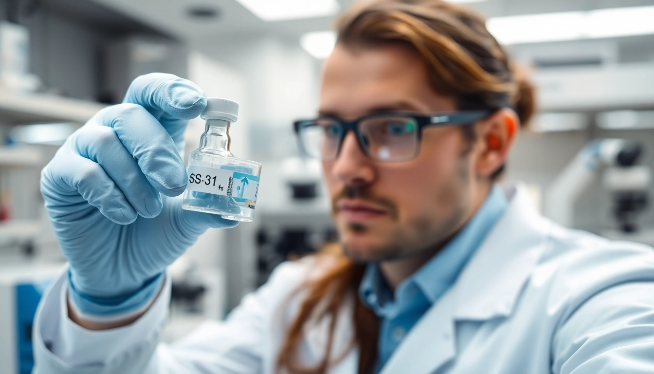 Buy ss-31 peptide for sale in a high-tech lab, focusing on research and precision.