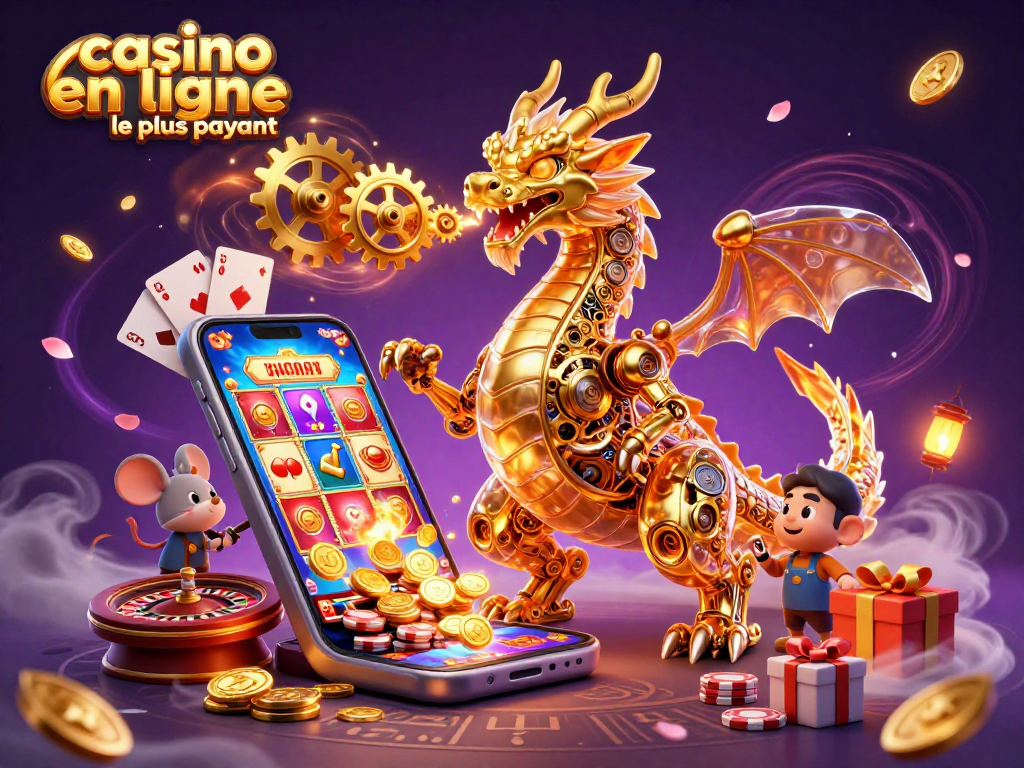 Profitez du jeu dans le casino en ligne le plus payant avec un dragon doré et un ingénieur souris.
