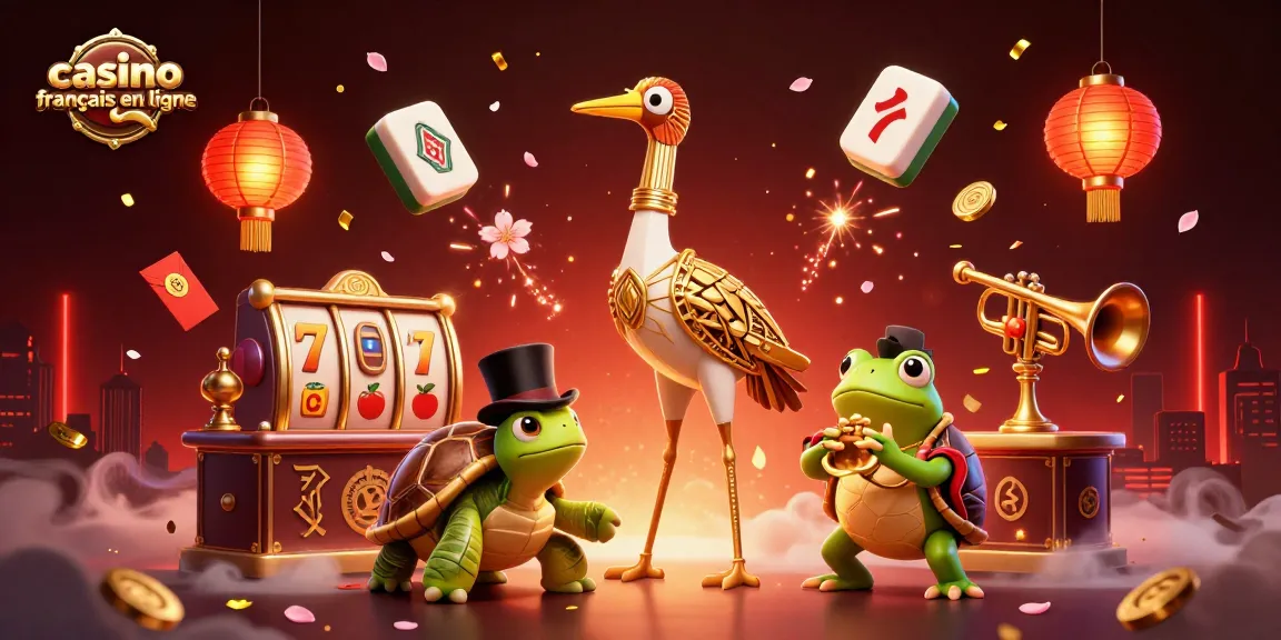Casino français en ligne : jeu dynamique avec une grue art déco et des symboles de machines à sous.