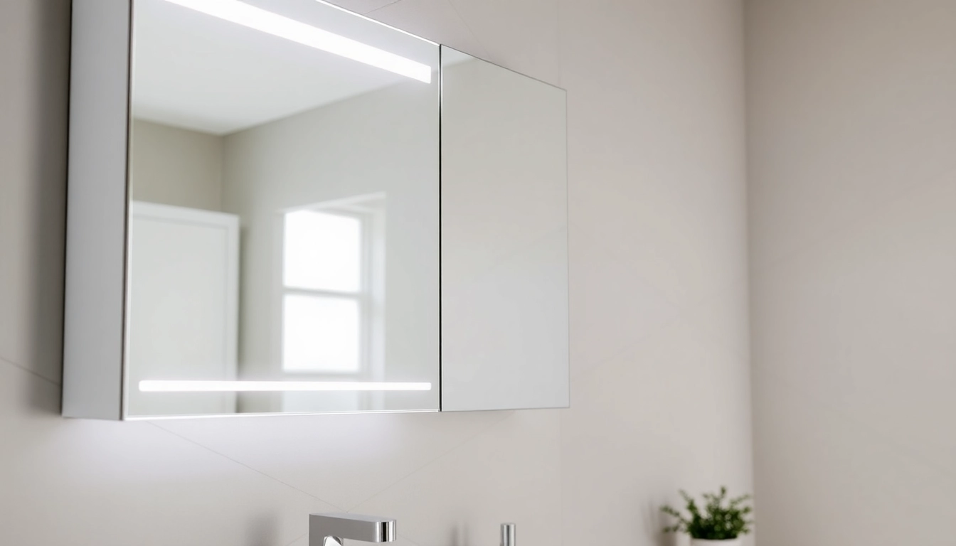Moderne badezimmer spiegelschränke beleuchtung mit eleganter integrierter Beleuchtung im Badezimmer.