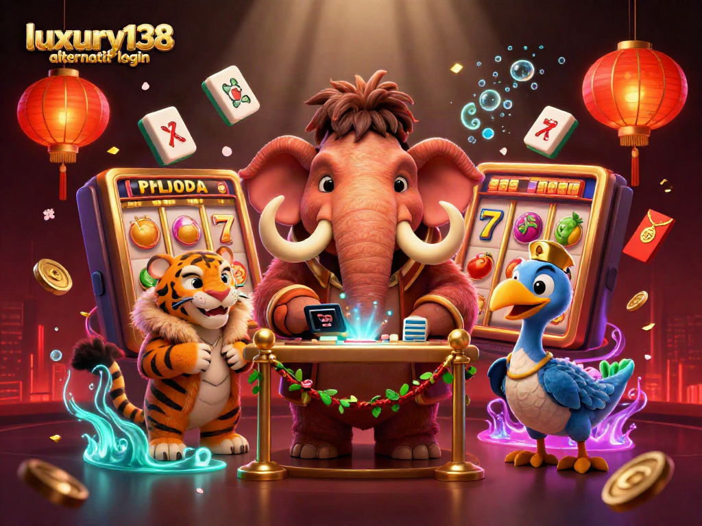 Luxury138 alternatif login: Bouncer memeriksa ID di kasino dengan dodo dan tamu VIP berbulu.