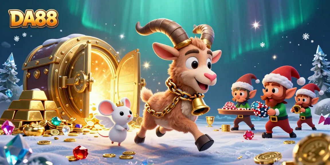 Engage in thrilling gameplay at DA88's enchanting holiday-themed casino with goblins and treasures.